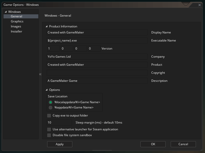 Game Options - Windows